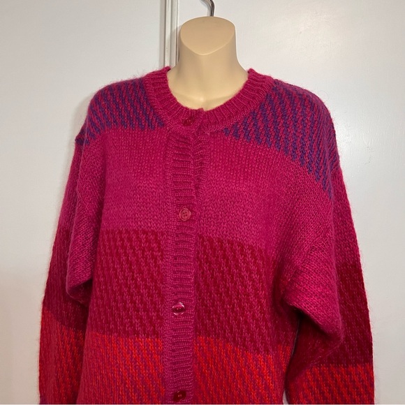 Vintage 80s Spiegel Together Knit Cardigan Chunky Short Sleeves Missy M Colorful - Picture 7 of 10